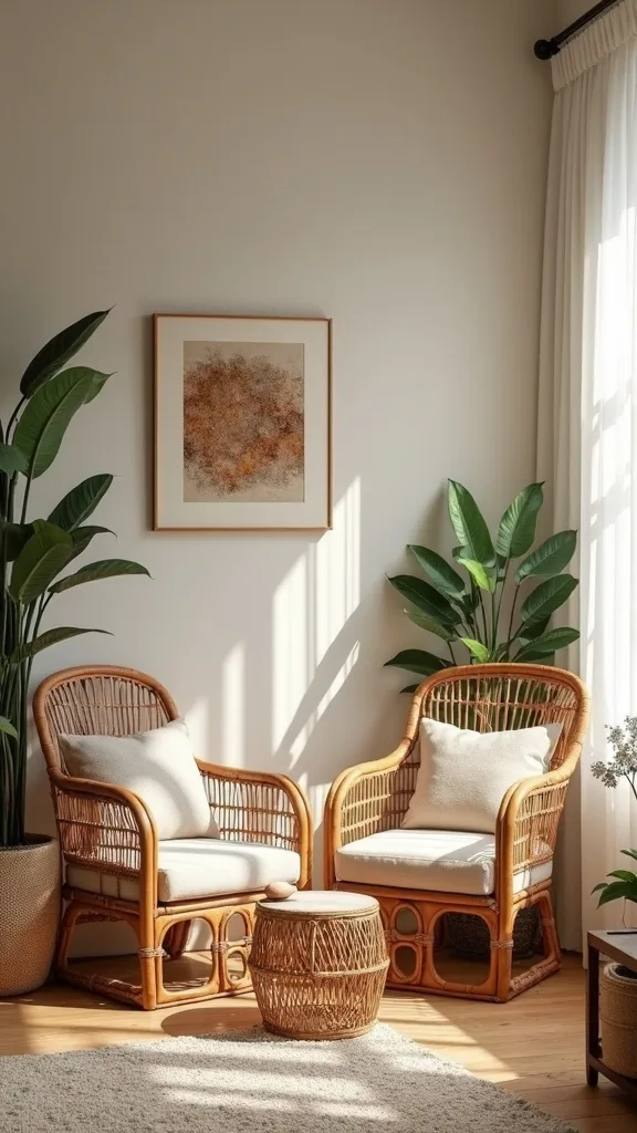 Build the room around the four-piece woven set
