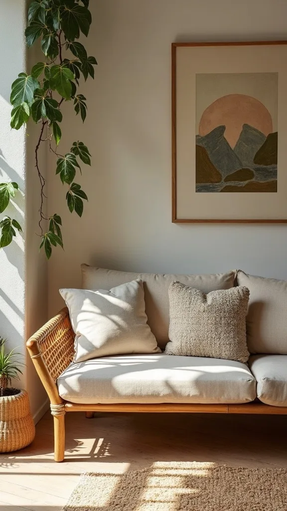 Anchor rattan with a solid, low-profile sofa