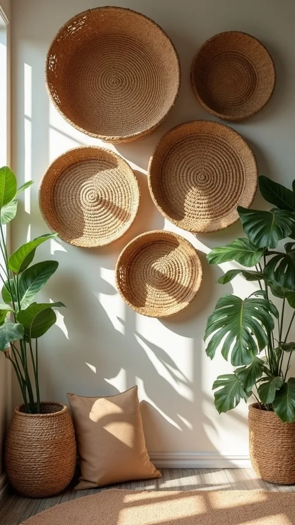 Bring in greenery that matches the scale of your basket wall