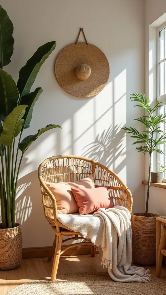 How do you mix rattan with wood tones without clashing?