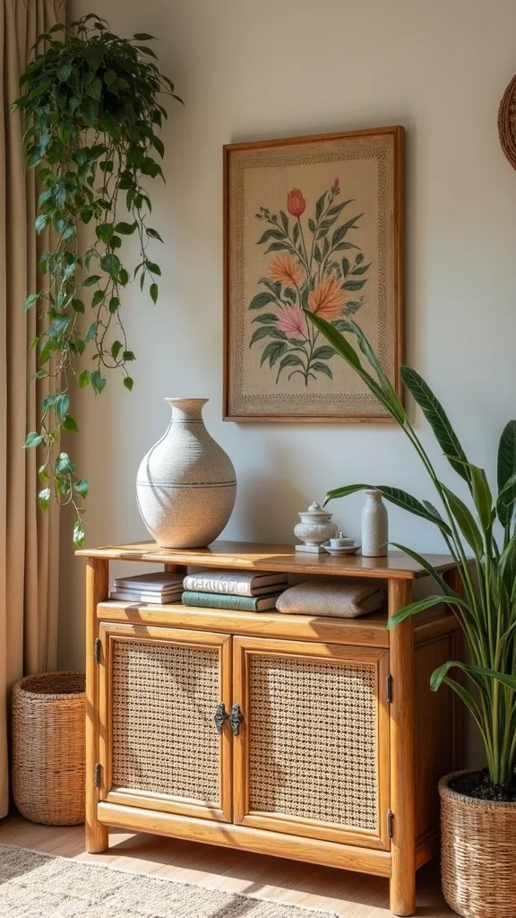Use cane-front storage to hide the messy stuff