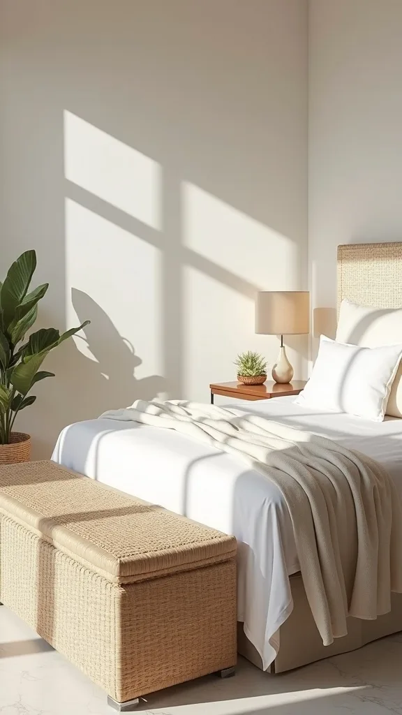 Add a Woven Bench at the Foot of the Bed