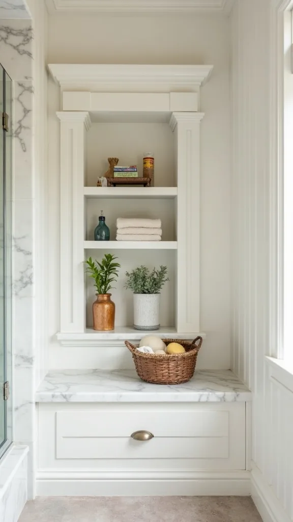 What niche style works with vintage or salvaged bathroom details?