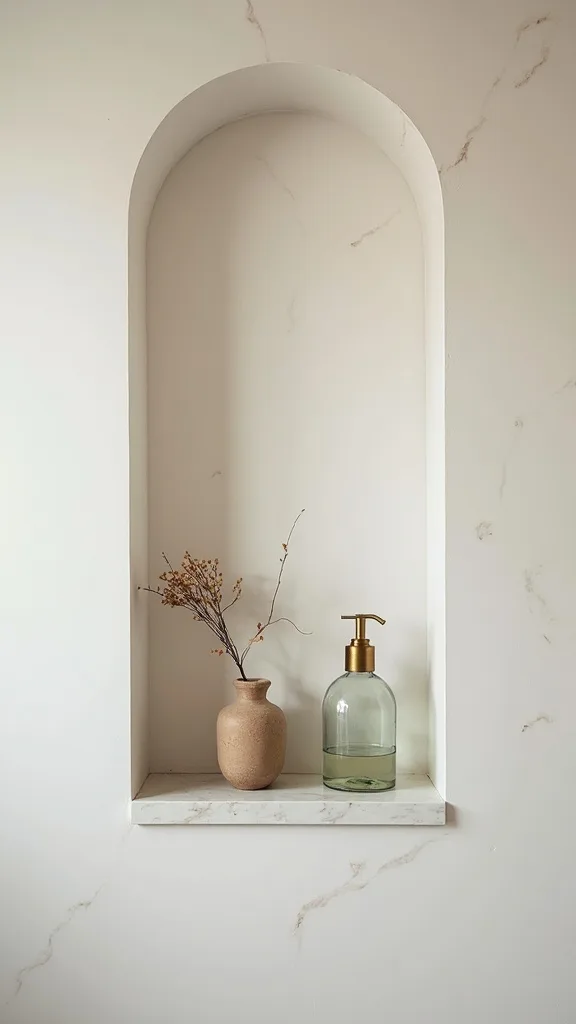 How do you keep water from pooling on the niche shelf?