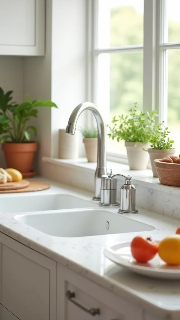 Keep the sink usable with a “no cup in sink” rule and a drying mat