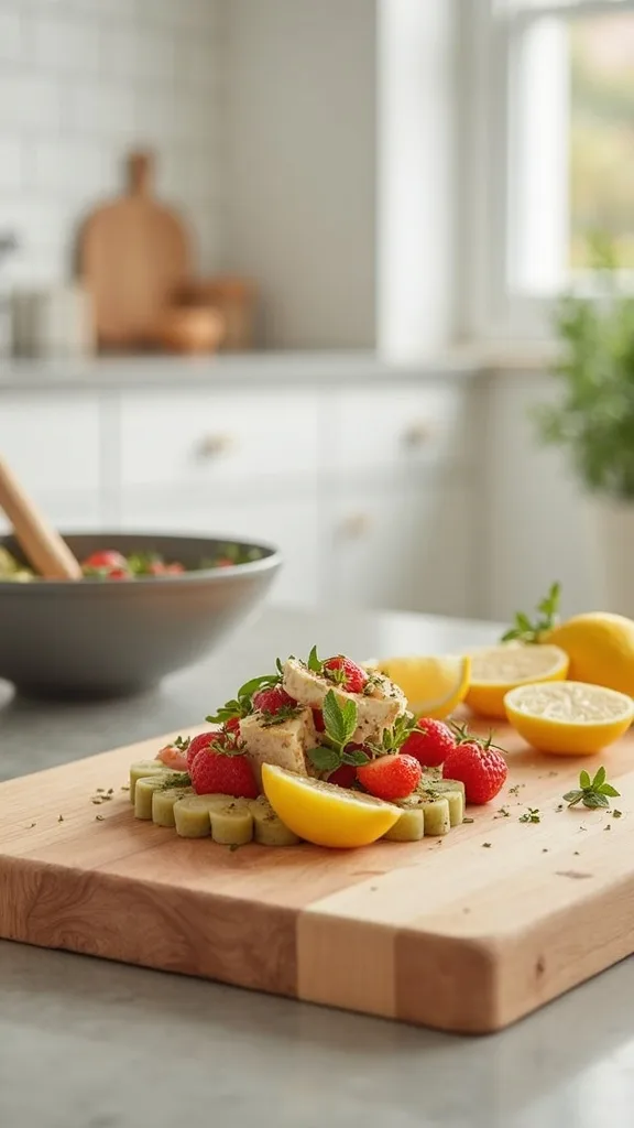 Use two cutting boards: one “display only” and one “working” board
