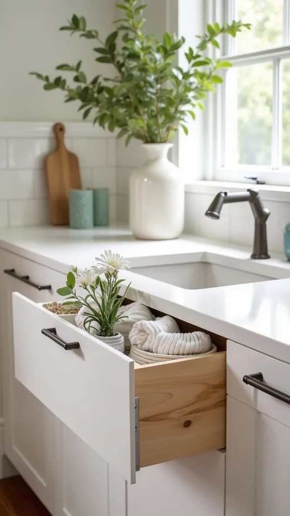 Add a pull-out trash bin sign so guests actually use it