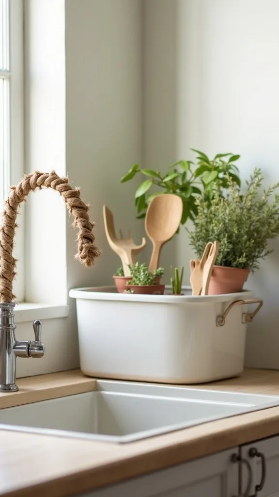 Stage a “dirty dish drop zone” with a bus tub near the sink