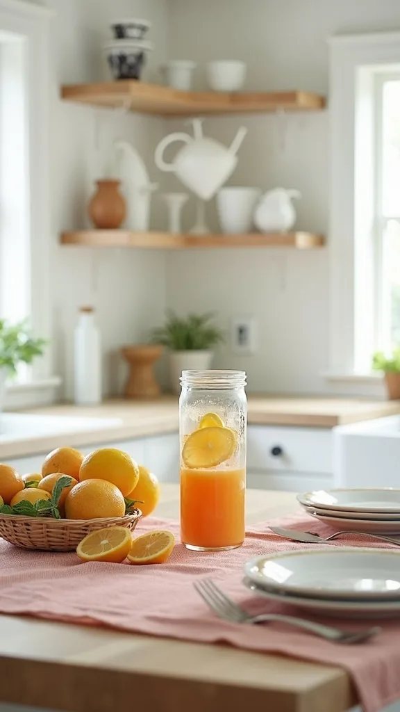 Use a washable runner on the island to catch crumbs and juice