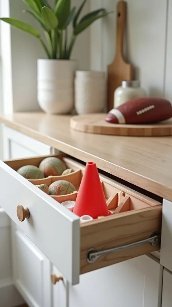 Sports cone and chalk drawer in a $7 utensil caddy