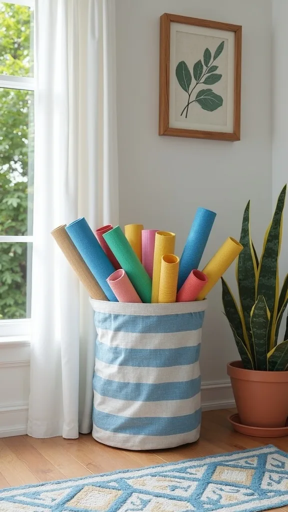 Pool noodle corral made from a $9 laundry hamper