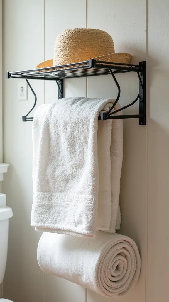 Beach towel roll-up shelf using a 72-inch wire rack