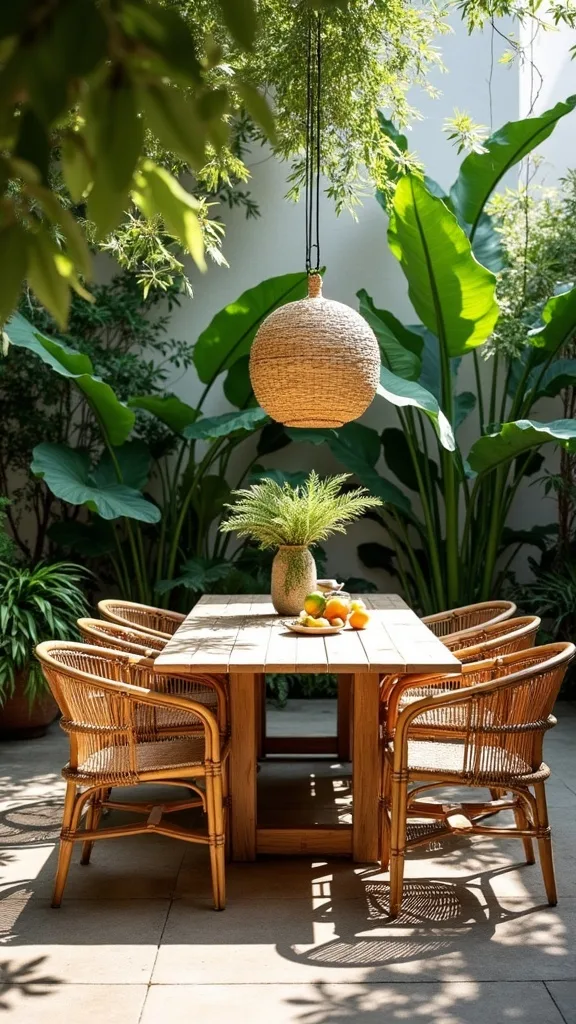 How can you make a tropical dining area that stays comfortable in heat?