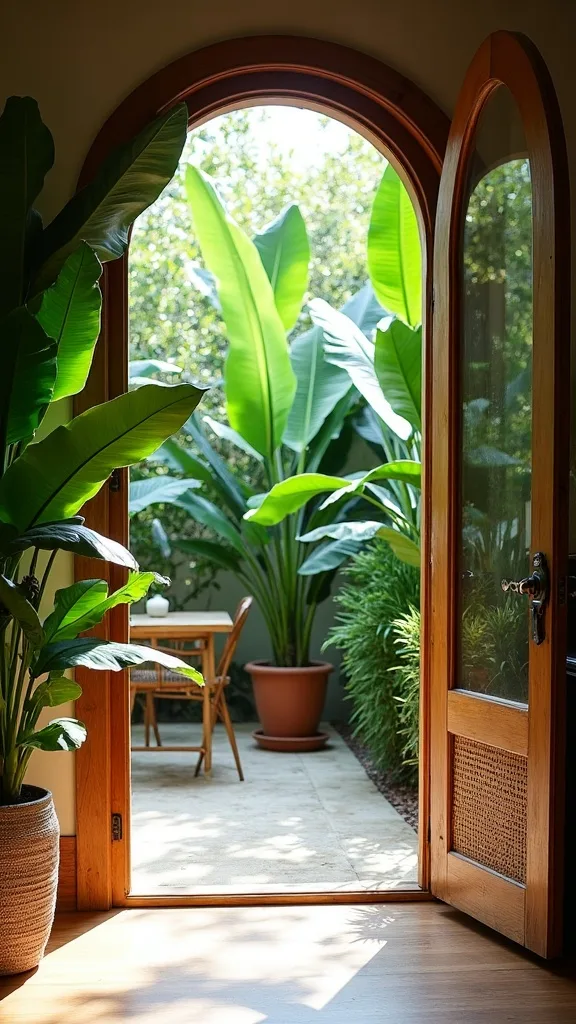 How do you create a tropical “entry moment” from the back door?