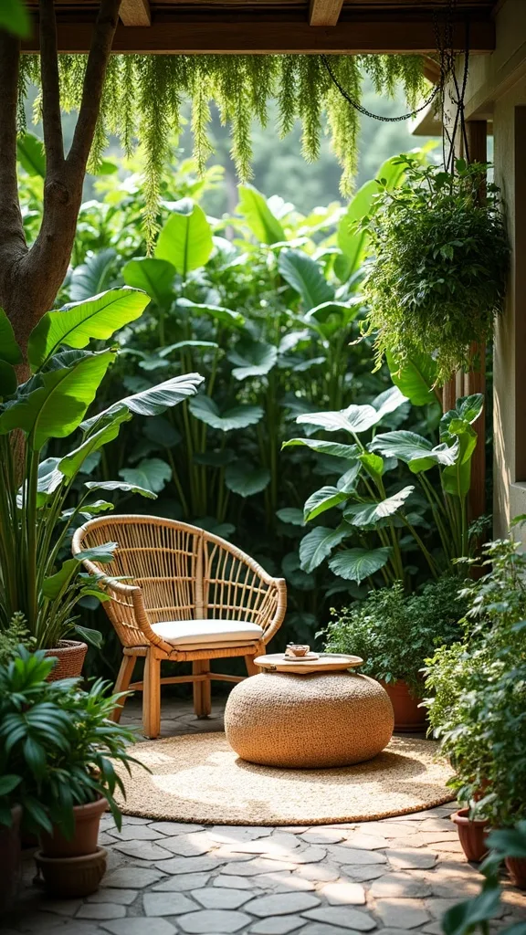 How do you make a small patio feel like a lush backyard without planting a jungle?