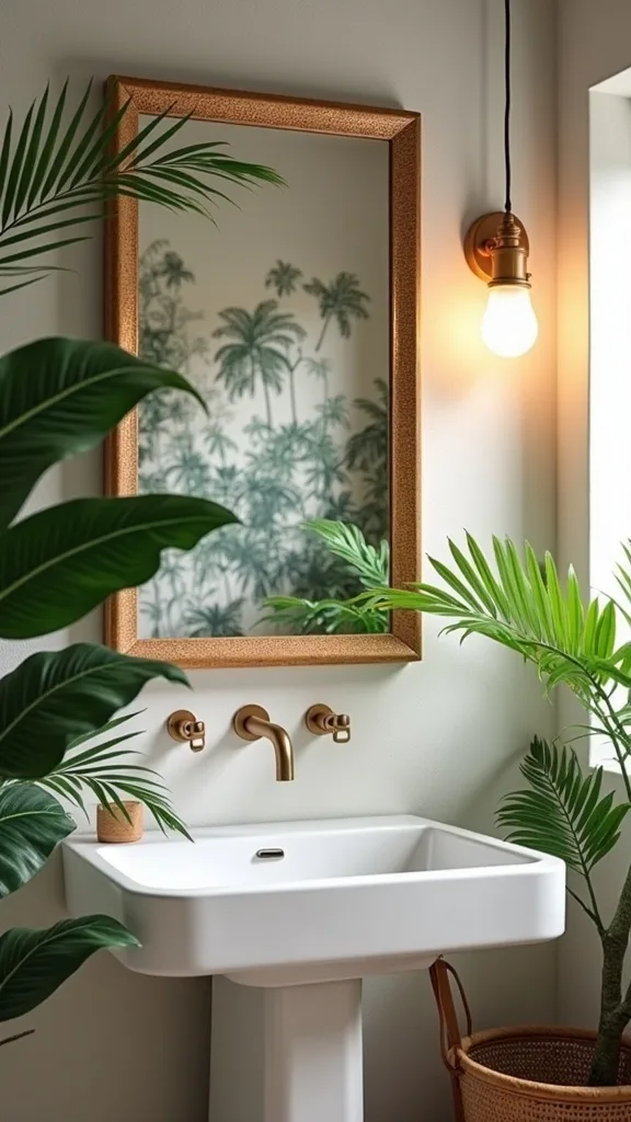 Use a statement mirror to bounce light onto your greenery