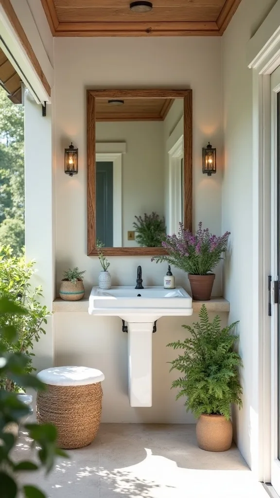 How do I use mirrors on a covered patio without making it look strange?