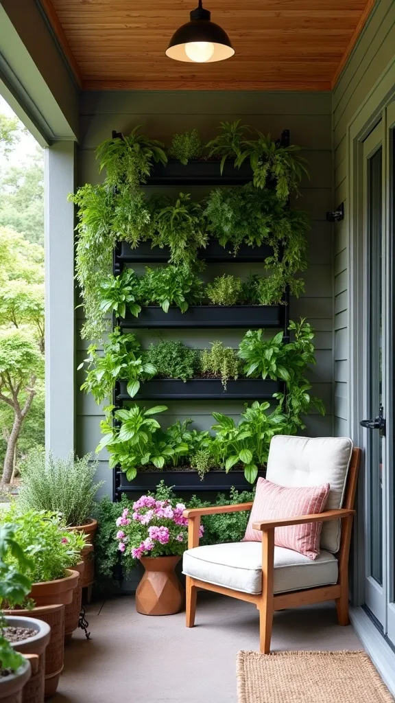 How can I do a vertical herb garden on a covered patio?