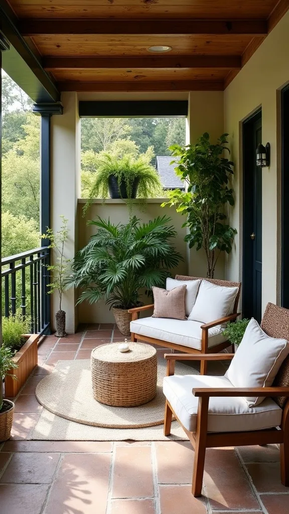 How do I use multi-functional decor on a small covered patio?