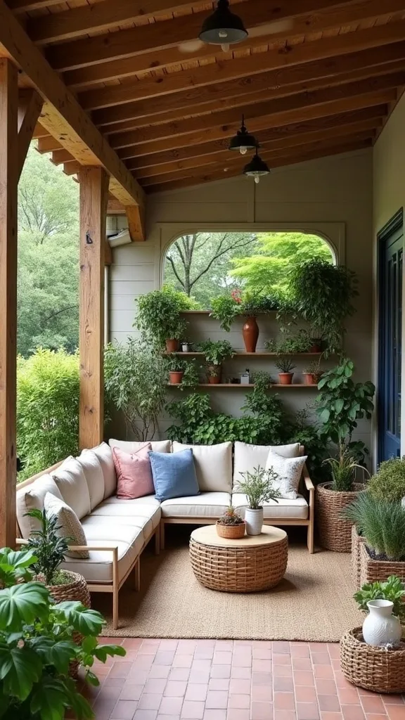 What’s the easiest layout for a narrow covered patio or balcony?
