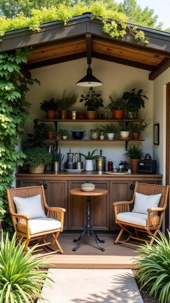 How do I create a small covered patio “bar” for entertaining?