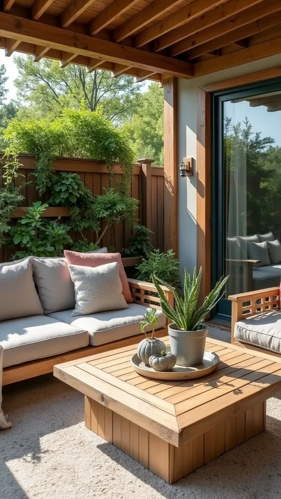 How can I add a vertical garden without drilling into the patio walls?
