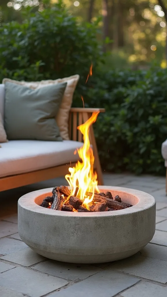 How can I use a concrete planter as a fire pit look-alike (without risky DIY)?