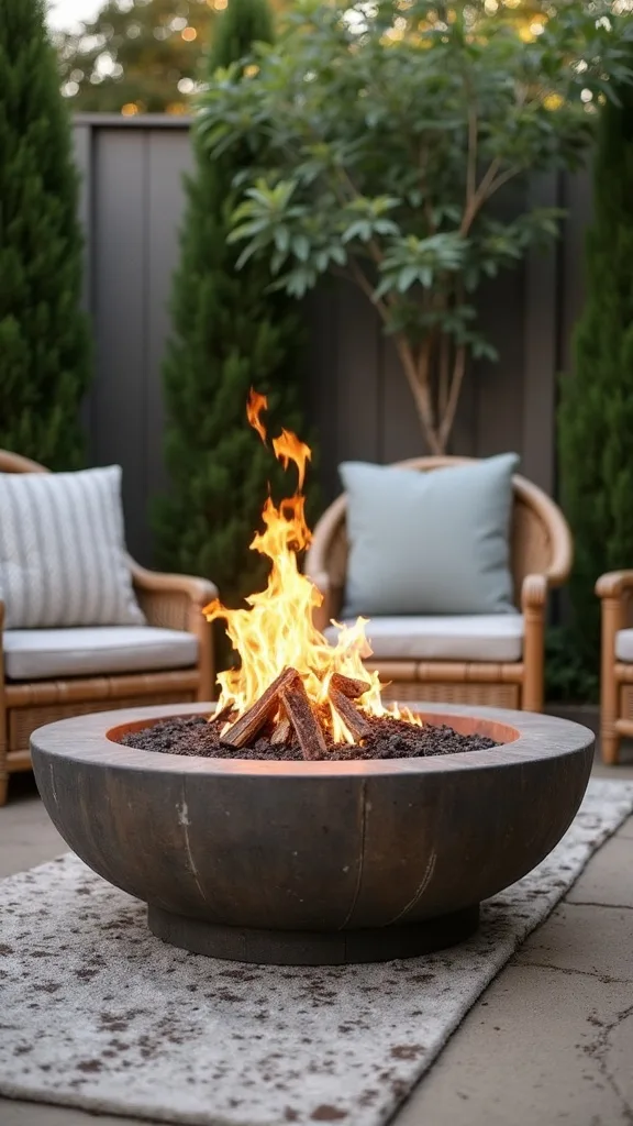 How do I create a coastal fire pit vibe on a budget (without themed décor)?