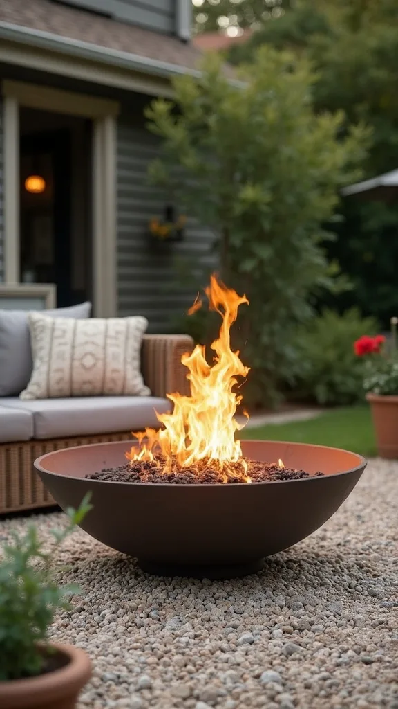 Fire pit with a gravel “moat” (easy cleanup, tidy edges)
