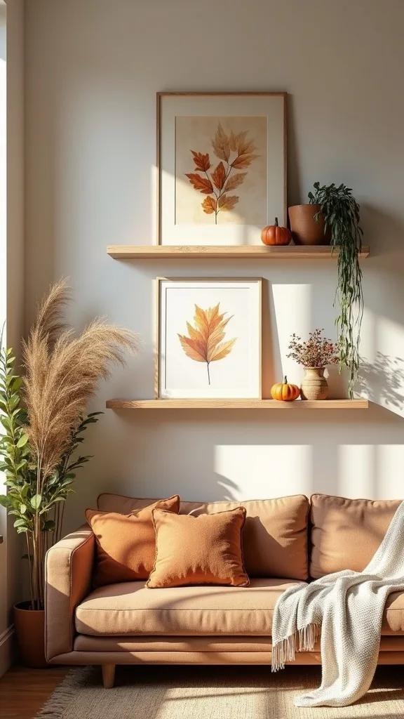 How do you use picture ledges for seasonal swaps in early fall?