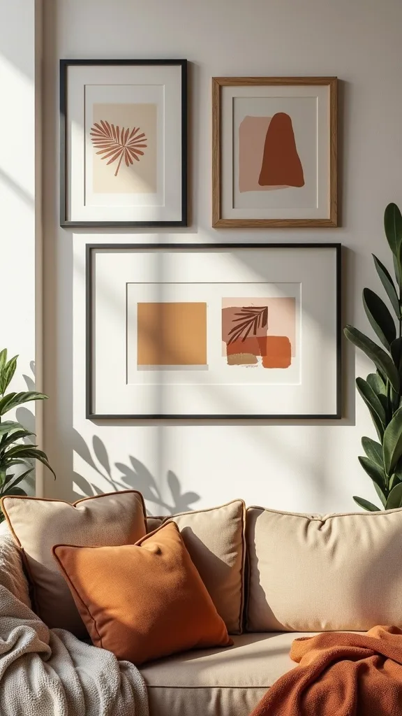 Should you mix frame finishes (black, wood, brass) in autumn wall decor?