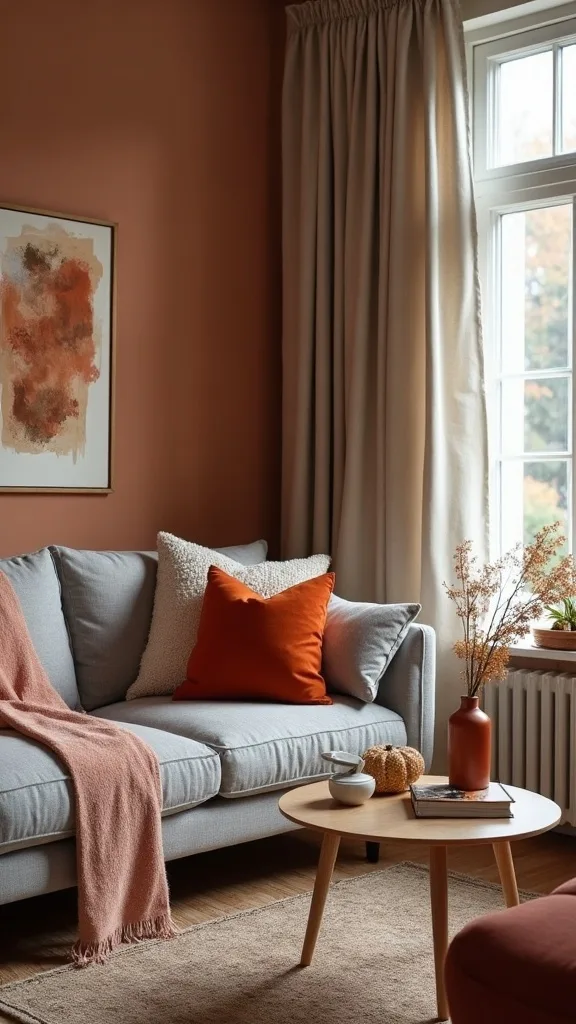 How do you add fall warmth if your sofa is cool gray?
