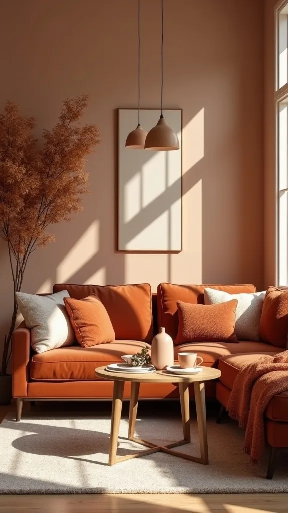 How do you use rust color decor without making it feel heavy?