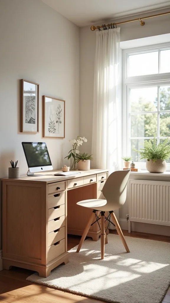 Where should the desk go in a bedroom for better focus?