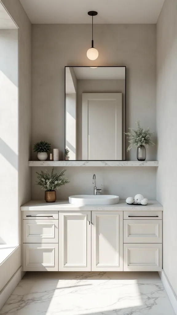 Built-in shelf ledge (picture ledge style) for styling without clutter
