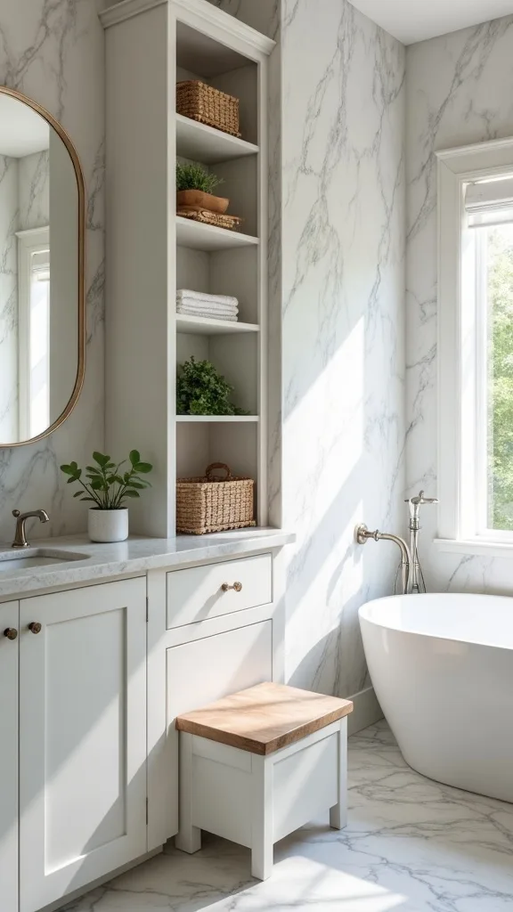 Built-in cabinet with a pull-out step stool (for kids and short adults)