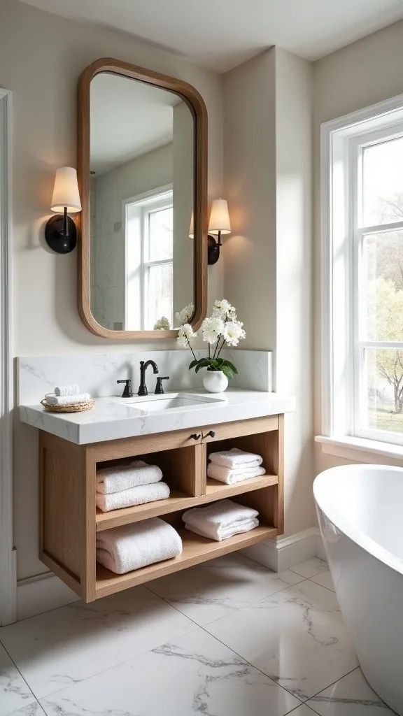 Toe-kick drawers for hair tools and extra towels