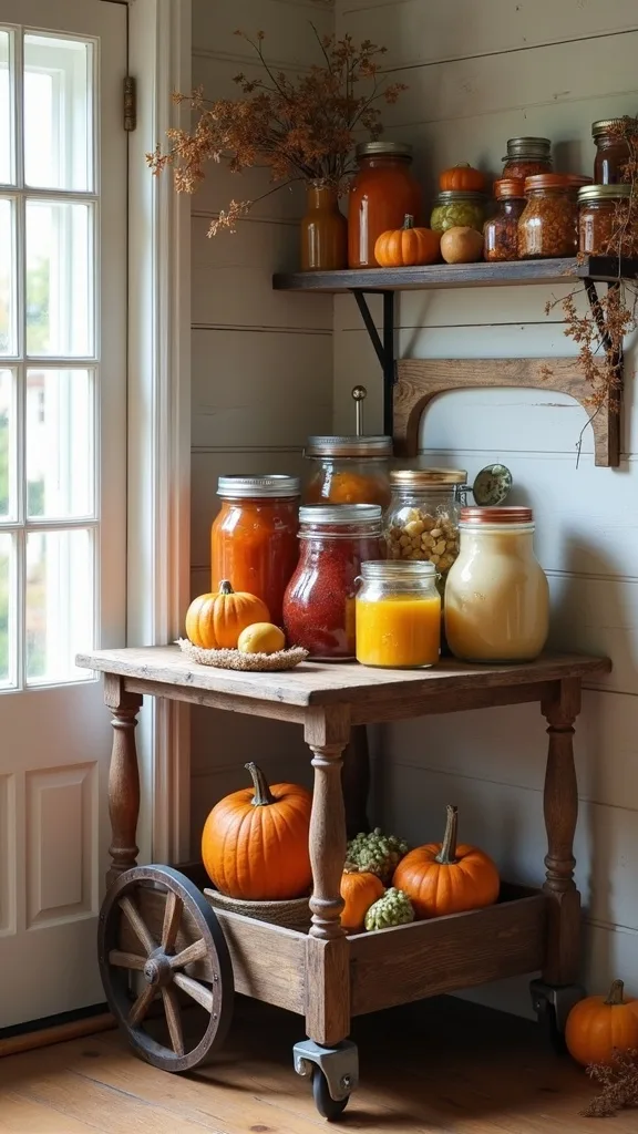 How can you set up a thrifted cart as a mobile canning station?