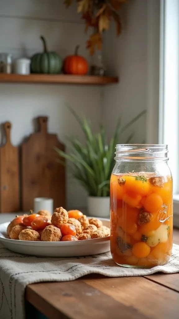 How can you make a small kitchen feel like a fall harvest kitchen without adding clutter?