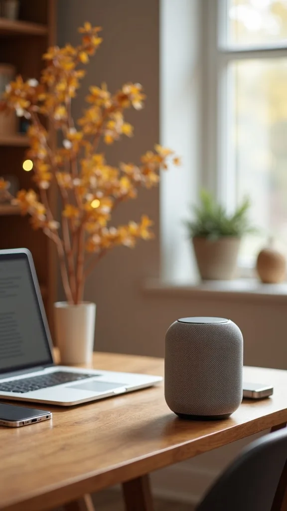 How do you create a productive workspace fall routine with a smart speaker?