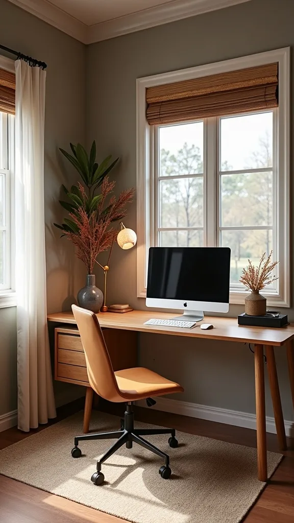 How can you make a small garage office feel less cramped?