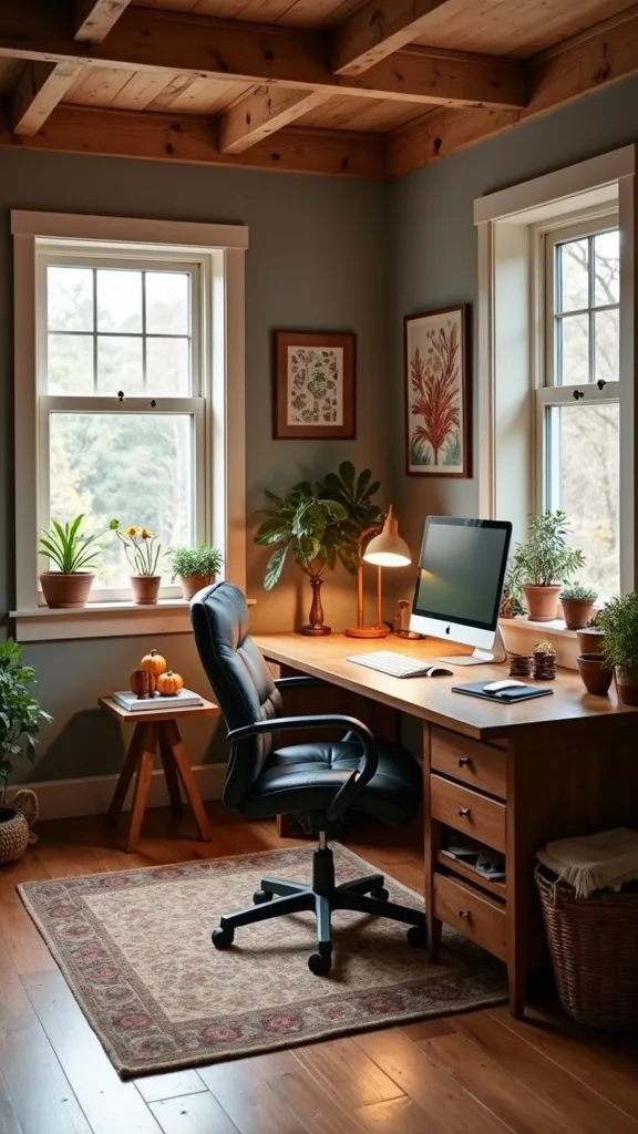 How do you make a garage office feel cozy without making it dusty?