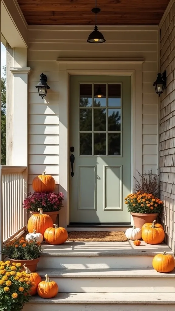 How do I decorate a porch that gets full sun and cooks my pumpkins?