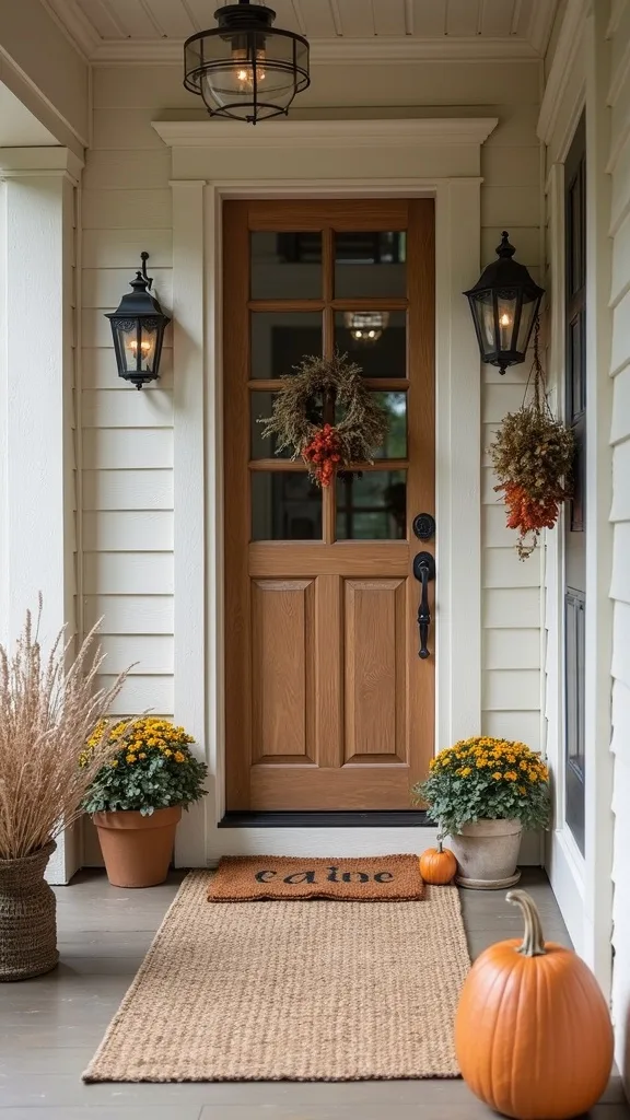 How do I keep my fall porch looking nice all season with minimal upkeep?