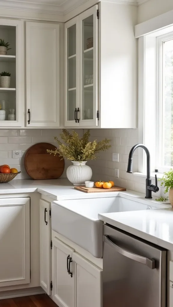 How do you make a builder-grade kitchen feel like fall without remodeling?