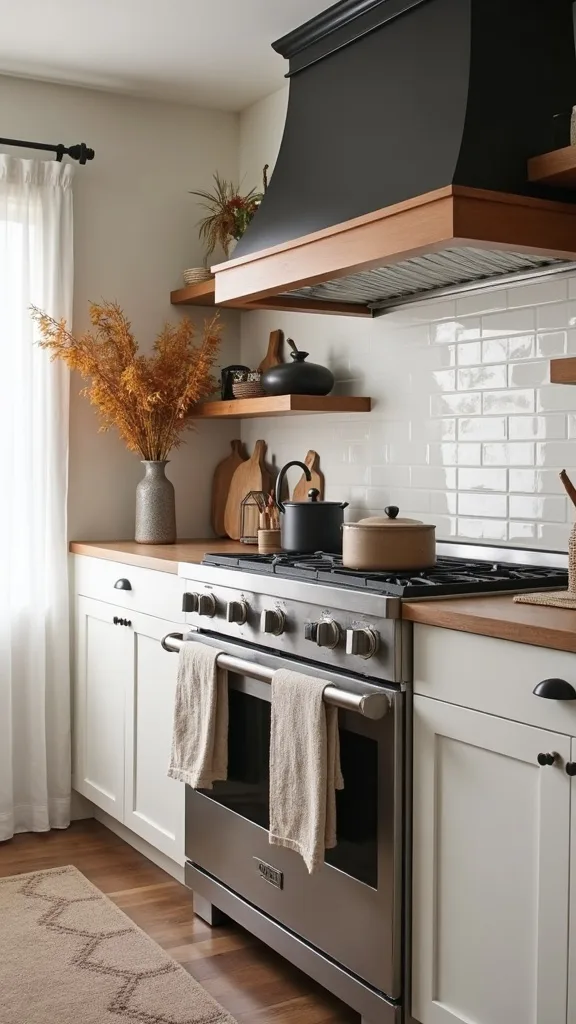 What’s a no-fail way to add fall texture near the stove safely?