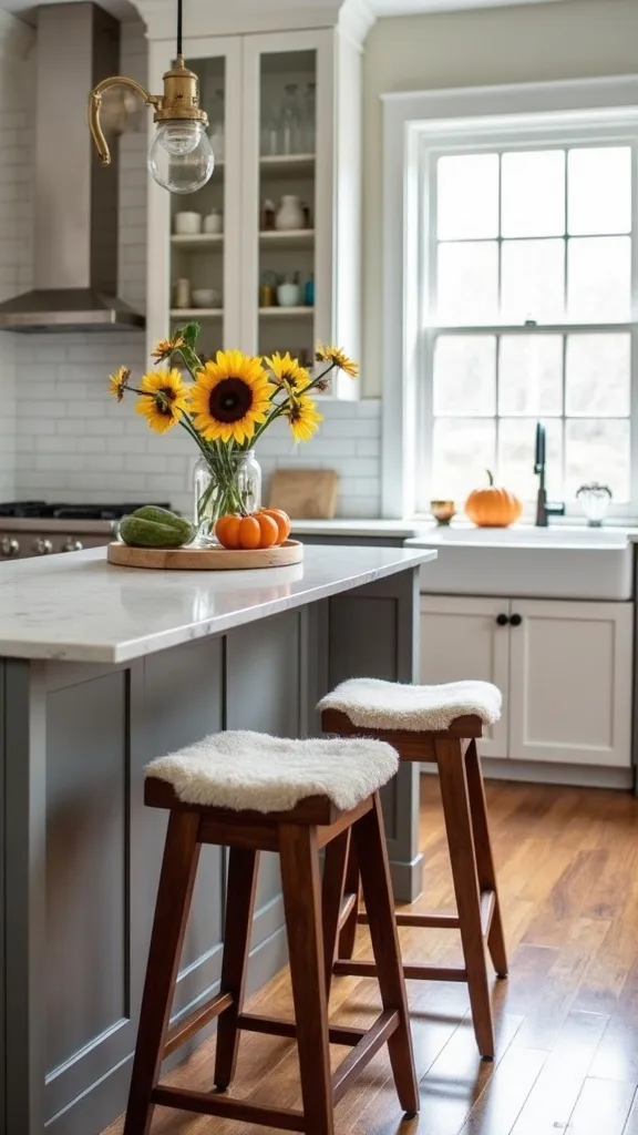 What’s an easy fall swap for bar stools or seating in the kitchen?