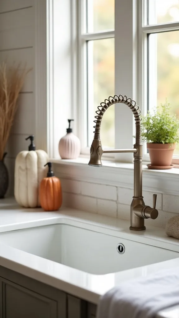 How do you make a fall sink area look cute without blocking soap and sponges?