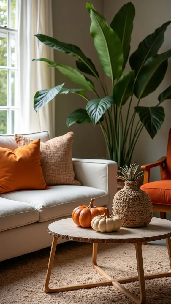 What greenery looks right with rust and amber accents in early fall?