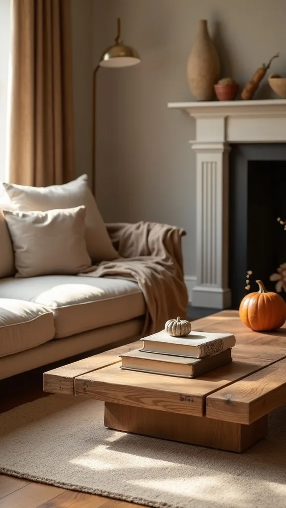 How do you style books so they support warm tones decor instead of cluttering the room?